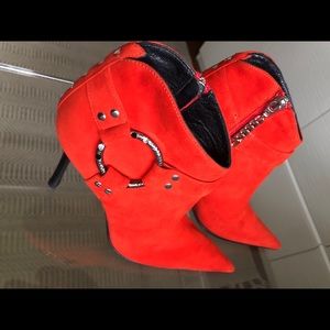 Cesare Paciotti neon orange booties
